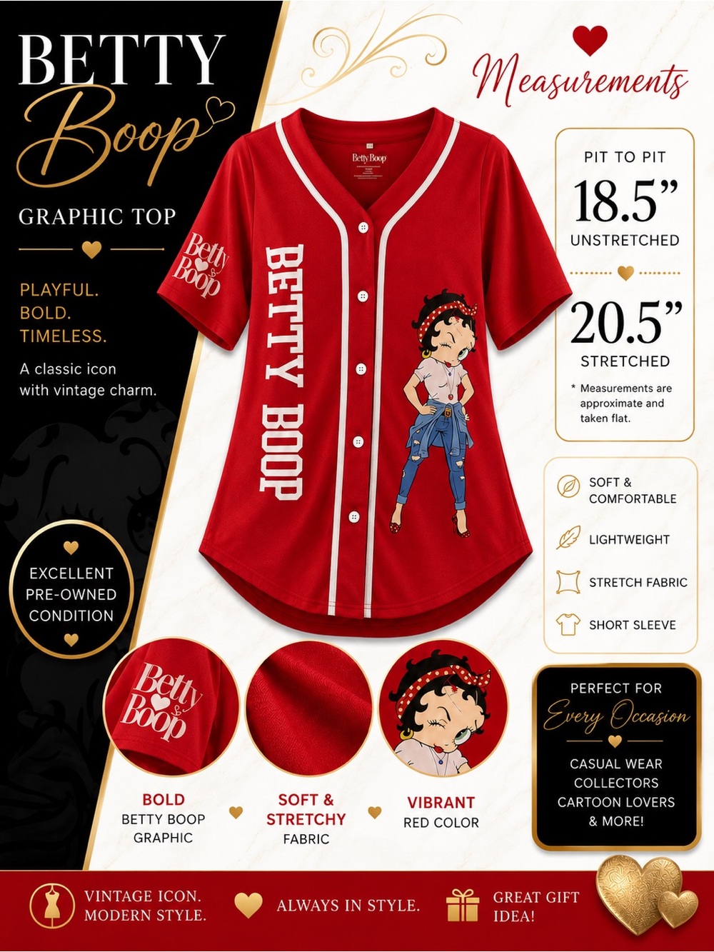 Betty Boop Graphic Top / Jersey Style Shirt